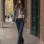 Bohemian Floral Print Cotton And Linen Striped Blazer