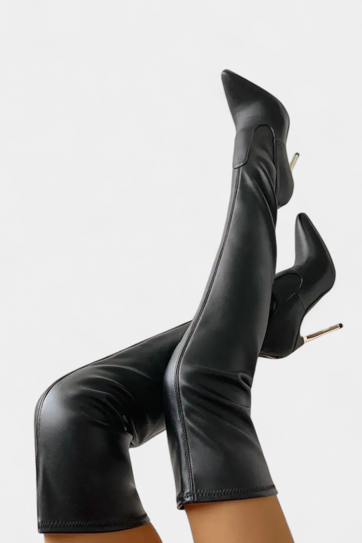 Over-the-Knee Stretch Boots with Gold Heel, photo 4