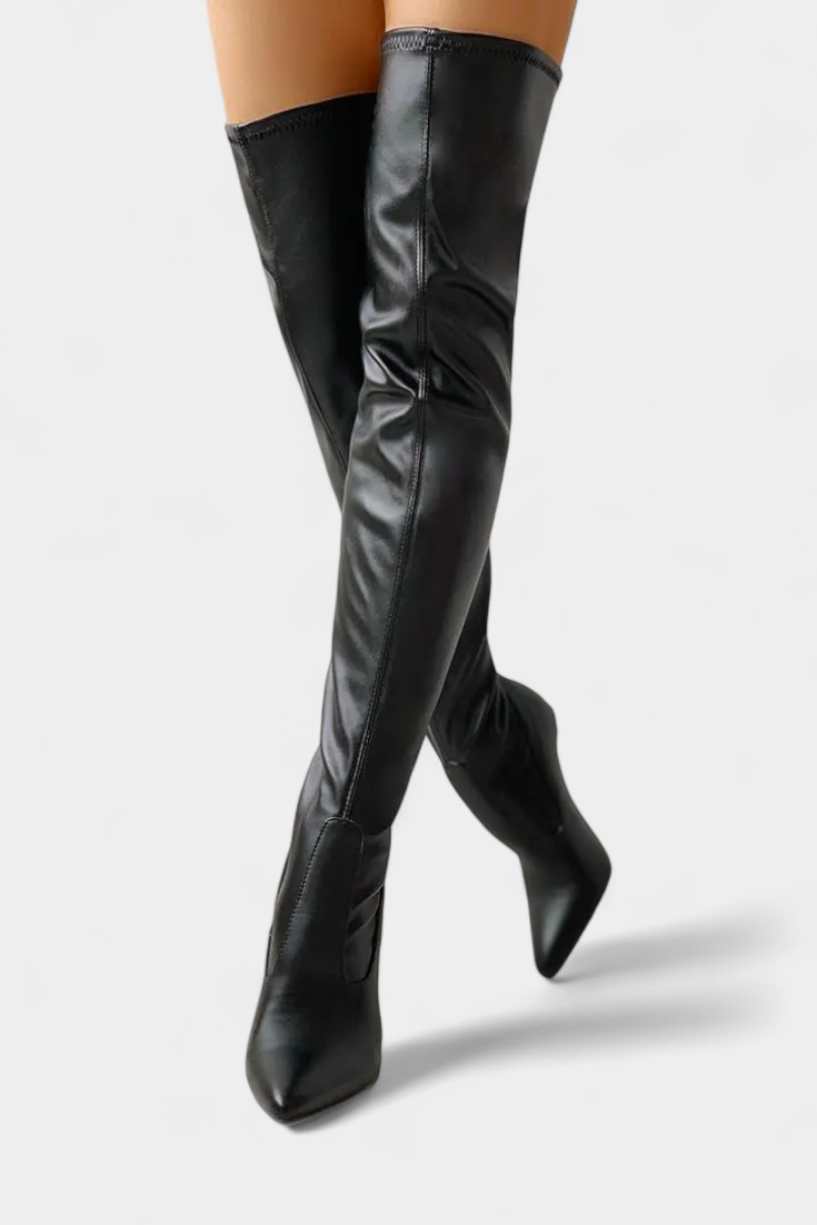 Over-the-Knee Stretch Boots with Gold Heel, photo 3