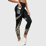 High-Waisted Leopard Print Workout Pants in Khaki