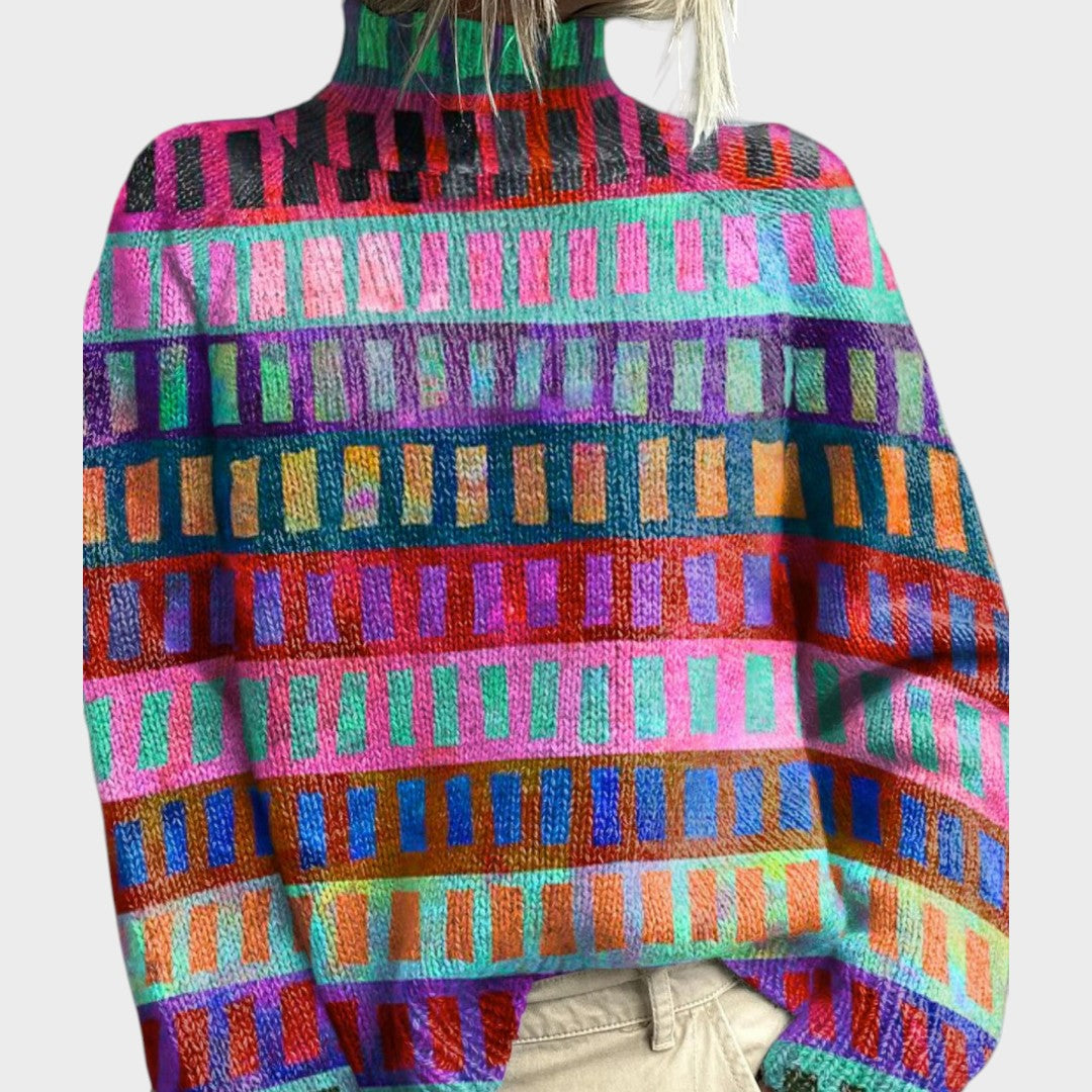 Roseann Art Knit Turtleneck Sweater