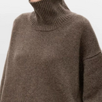 Anneliese Cable-Knit Turtleneck Sweater in Brown