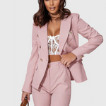Women's Fitted Blazer with Slim Pants in Light Pink