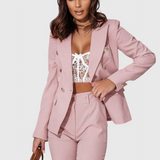 Women's Fitted Blazer with Slim Pants in Light Pink