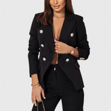 Women's Fitted Blazer with Slim Pants in Black