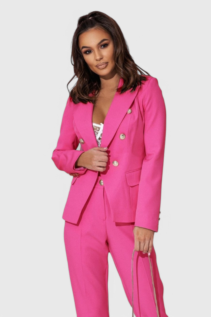 Women's Fitted Blazer with Slim Pants in Pink