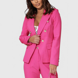 Women's Fitted Blazer with Slim Pants in Pink