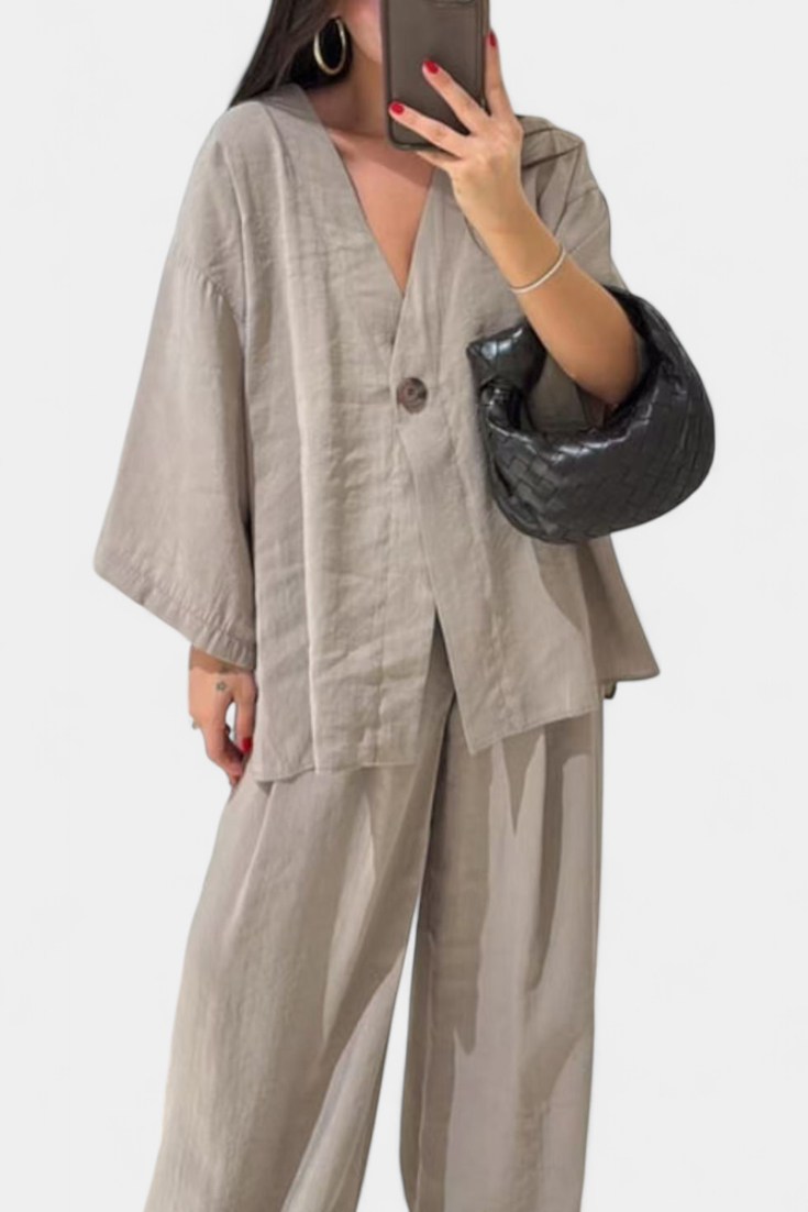 V-Neck Top with Straight-Leg Pants Set, photo 7