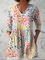 Pauline Long Blouse with V-Neck in Multicolor