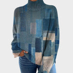 Geraldine Artistic Print Turtleneck Sweater