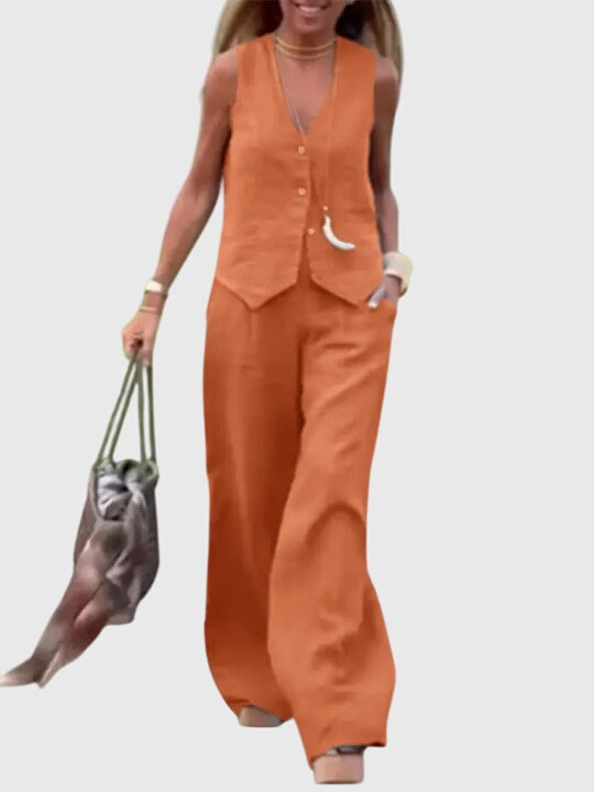 Mabel Elegant Two-Piece Set in Orange