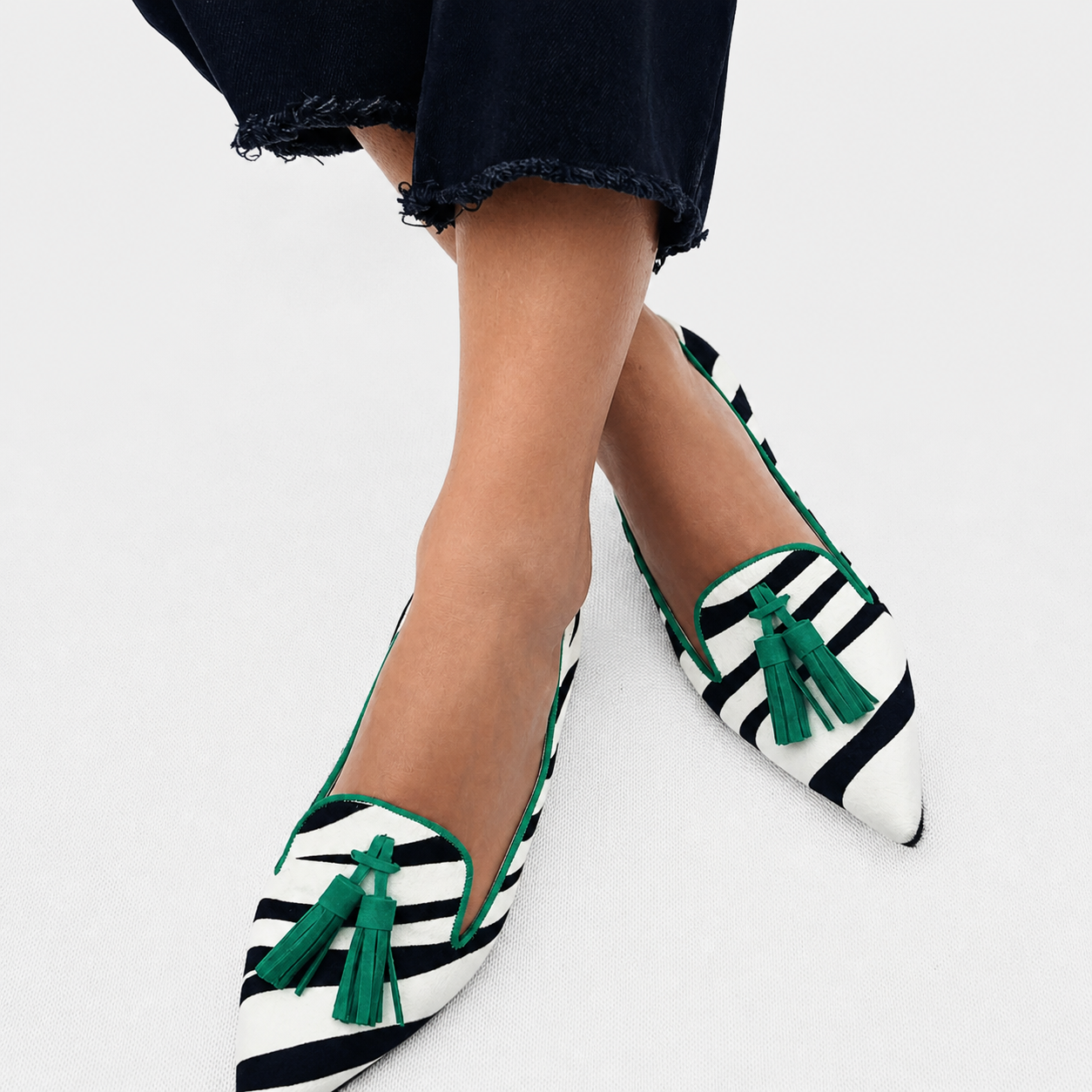 Women's Green Zebra Loafers