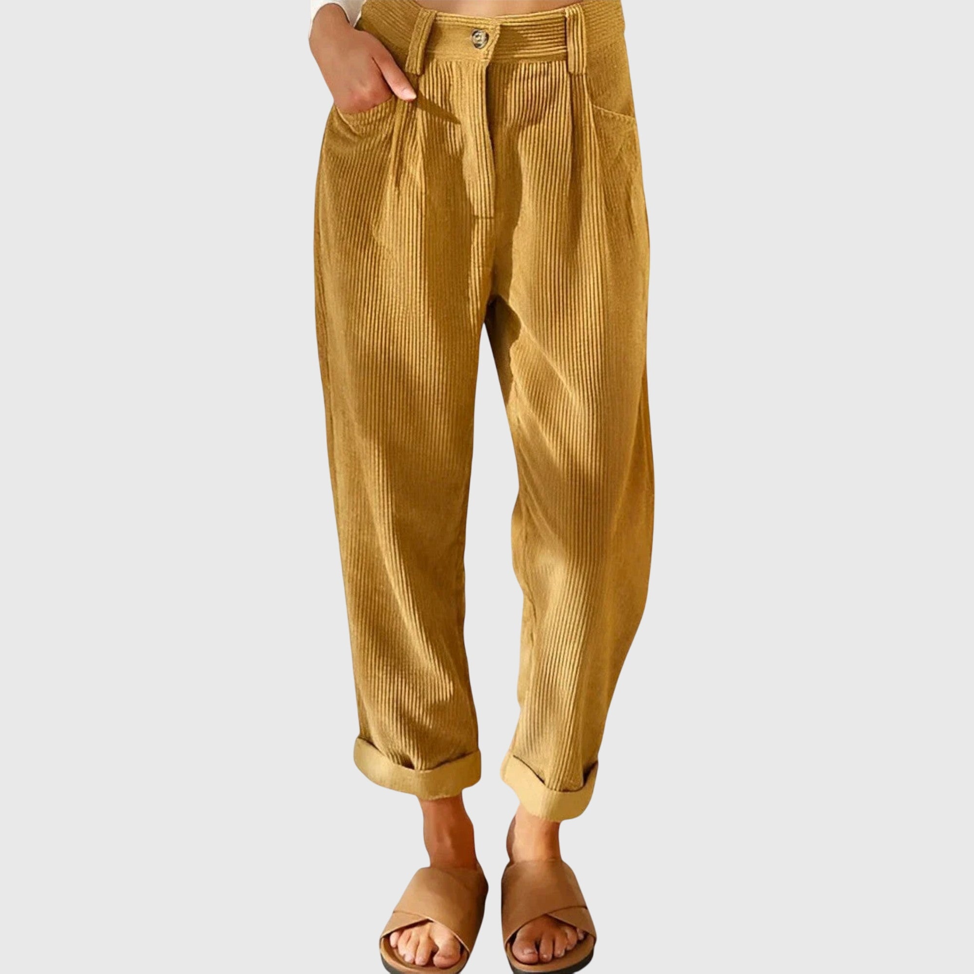 Women's Modern Cord Pants in Yellow