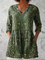Julie Long Blouse with V-Neck in Green