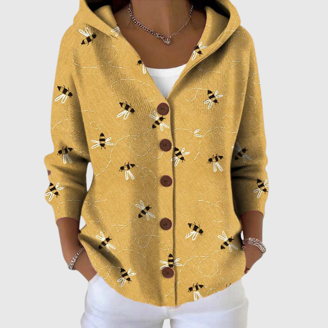 Paisley Cozy Hooded Knit Cardigan