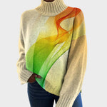 Vonda Artistic Print Turtleneck Sweater