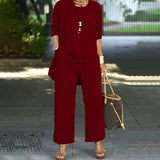 Women's 3 Piece Loose Fit Lounge Set in Burgundy