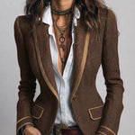 Éléonore | Fitted Chevron Blazer with Contrasting Edges
