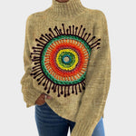 Charlene Artistic Print Turtleneck Sweater