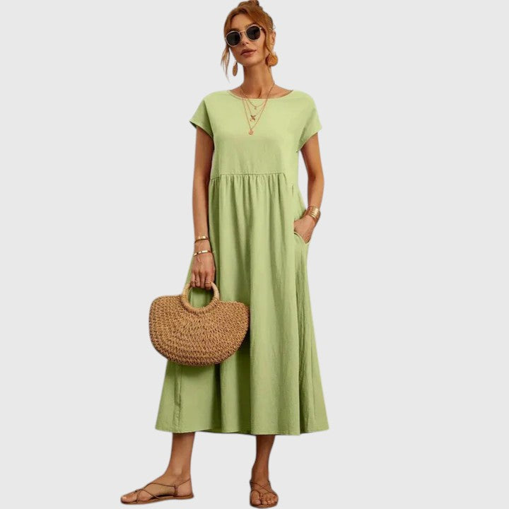 Fenella Comfortable Midi Dress in Light Green