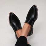Women's Black Patchwork Loafers