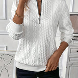 Women's Cable-Knit Zip Sweater in White