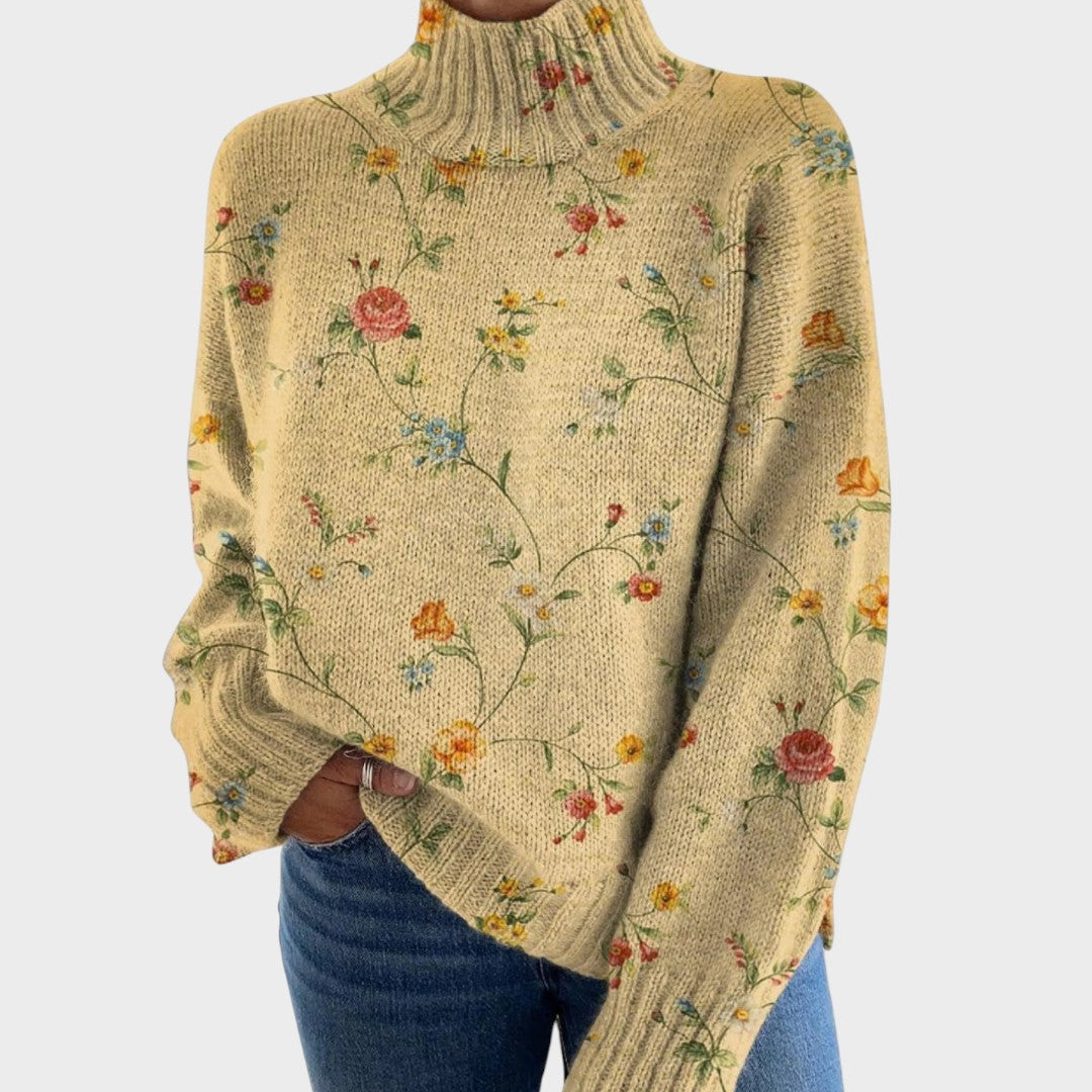 Bernice Artistic Print Turtleneck Sweater