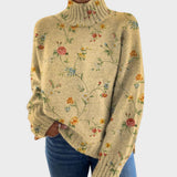 Bernice Artistic Print Turtleneck Sweater