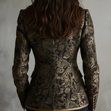 Quiet Luxury Paisley Jacquard Wrapped Lapels Fitted Blazer