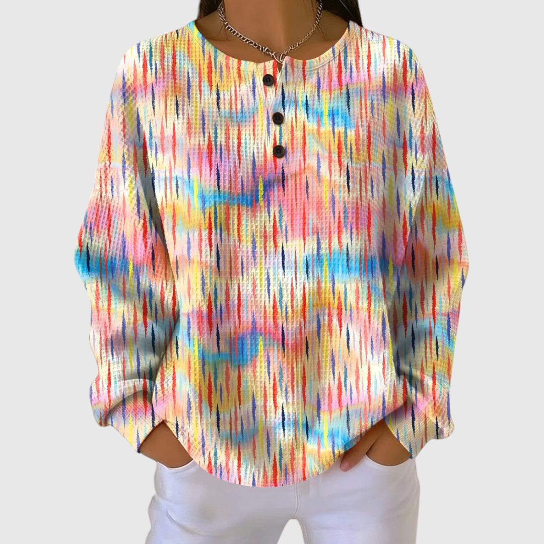Vibrant Sweater Featuring Raindrop Design in Multicolored