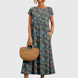Women's Chic Floral Dress in Blue