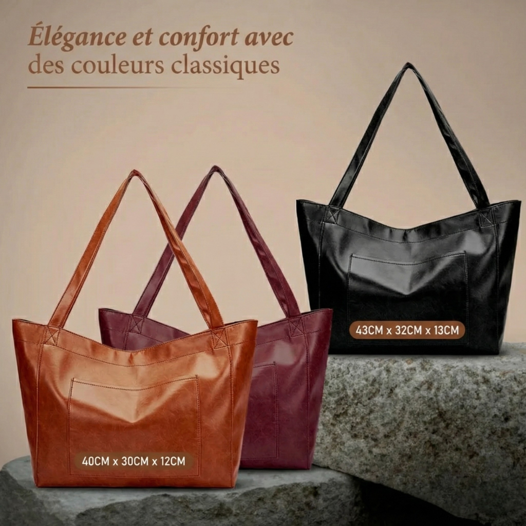 Aurora Vintage Leather Shoulder Bag in Wine / Black