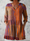 Nadia Long Blouse with V-Neck in Orange