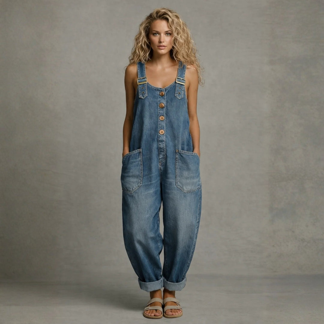 Women's Pocketed Denim Overalls