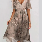 Women's Summer Dress With Belly Cover in Brown