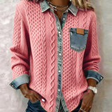 Women's Pink Knitted Denim Sweater, photo 2