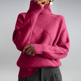 Adelheid Cable-Knit Turtleneck Sweater in Pink