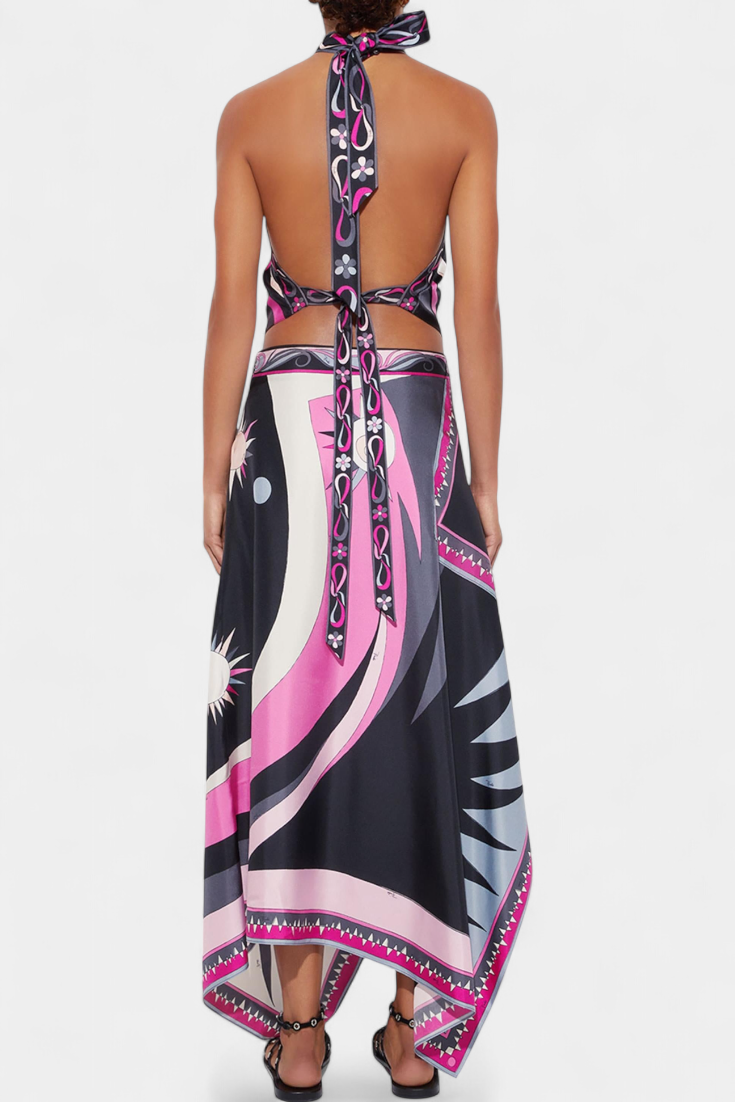 Abstract Halter Top & A-Line Skirt Set, photo 2