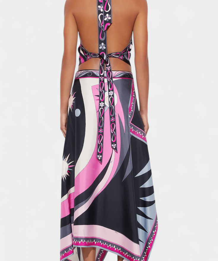 Abstract Halter Top & A-Line Skirt Set, photo 2