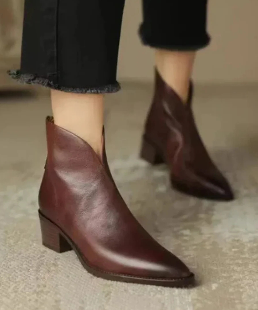 Women's Low Heel Ankle Boots in Brown