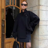 Women's Luxe Double-Breasted Short Coat in Black