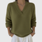 Women's Relaxed Soft V-Neck Sweater in Khaki Green