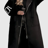 Women's Elegant Hooded Coat in Black