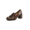 Women's Block-Heel Bow Loafers in Brown