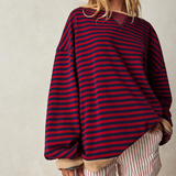 Women's Oversized Striped Sweater in Black & Red