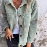 Women's Cozy Textured Coat in Green