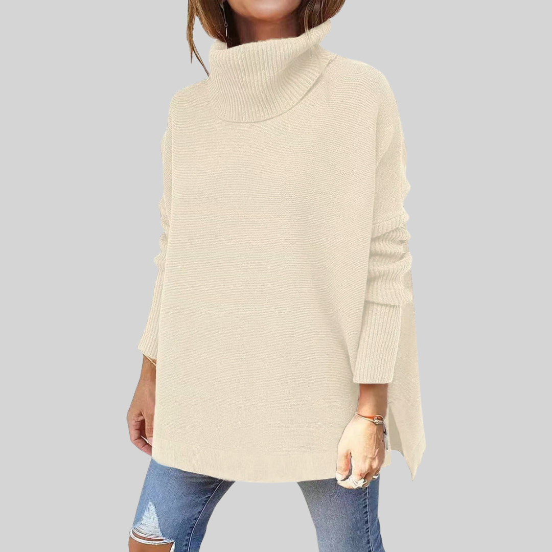 Almut Oversized Turtleneck Sweater in Beige