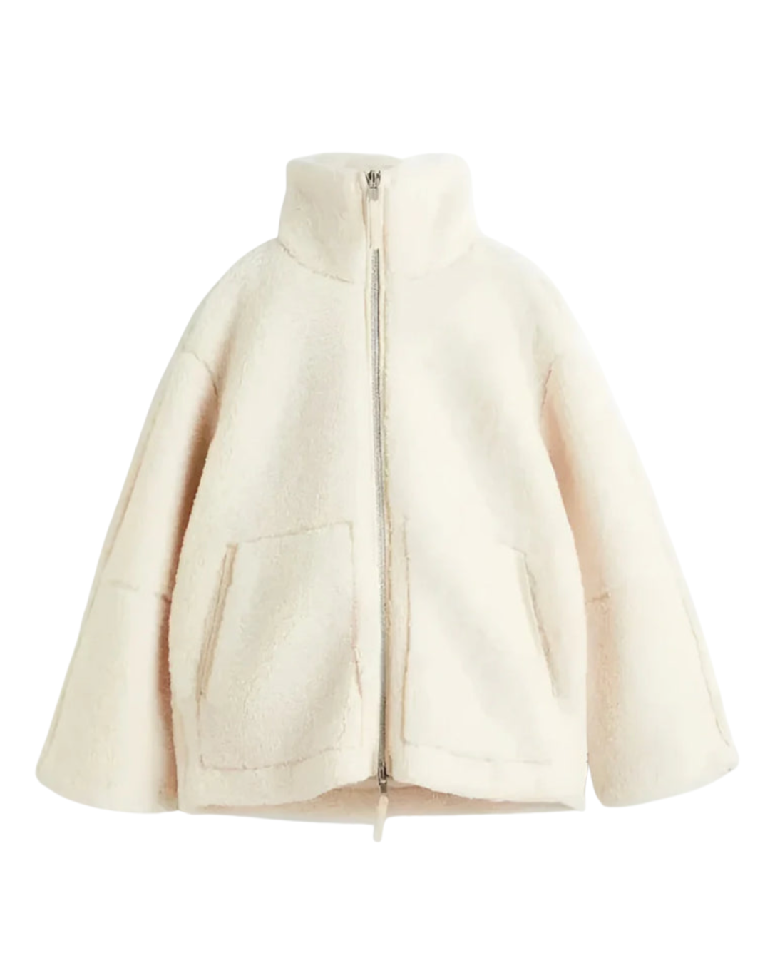 Women's Soft Zip-Front Teddy Jacket in Cream