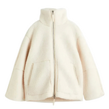 Women's Soft Zip-Front Teddy Jacket in Cream