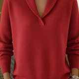 Antonine V-Neck Sweater in Red